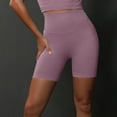 thumbnail image 5 of OSOLU Fitness Yoga Shorts High Waist Soft Spandex Riding Shorts Women's Dance Volleyball Lift Shorts Sports Soft Tummy Control Workout Athletic Gym Bottoms Light Purple L, 5 of 5