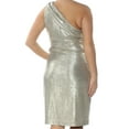 thumbnail image 4 of RALPH LAUREN Womens Gold Metallic One Shoulder Sheath Dress 14, 4 of 4