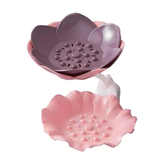 A Wall Mounted Double Layer Soap Dish With Draining Flower Design For Bathroom Kitchen
