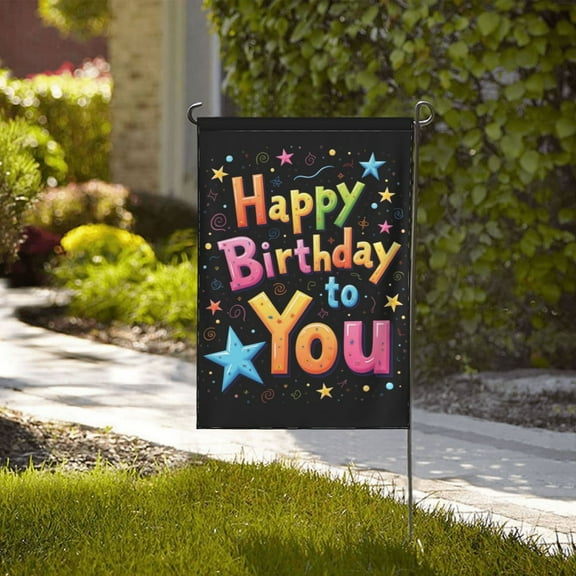 Happy Birthday Garden Flag 12x18 Inch Double Sided Festive Birthday Party Yard Flag Outdoor Decoration Banner