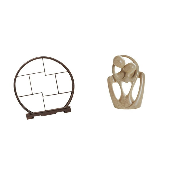 Expositor de artesanías,Expositor de madera para objetos de colección artísticos,Estante de exhibición antiguo de madera con decoración redonda,Estatua abstracta,Estatua abstracta para