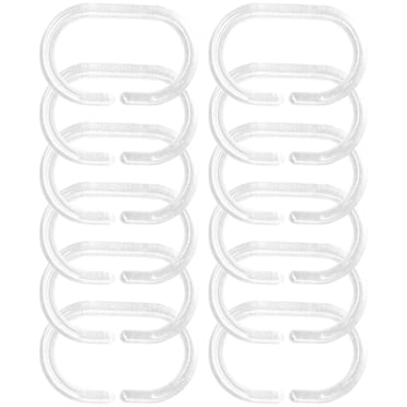 Set of 12 Light Blue Hang Ease "C" Type Plastic Shower Curtain Hooks ...
