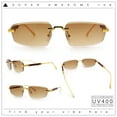 thumbnail image 2 of Bevel Lens Rimless Hustler Retro Gangster Rapper Rectangle Luxury Sunglasses Gold - Brown, 2 of 8