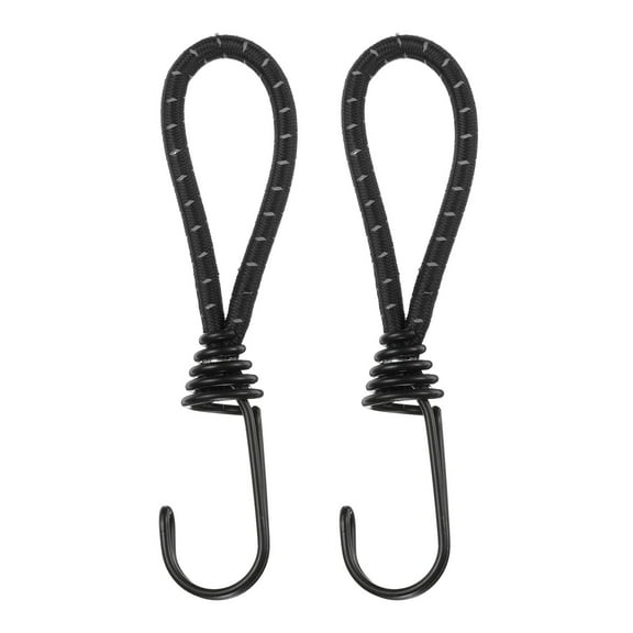 Uxcell 2Pcs Bungee Cord with Hooks 6.3" Rubber Bungee Cords for Outdoor Camping Straps, Black