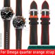 thumbnail image 2 of Correa de reloj de fibra de carbono y caucho fluorado para hombre Omega Hippocampus 300/600 Quarter Orange/Mido Sao Orange/Tudor CITIZEN de 21 mm y 23 mm, 2 of 5