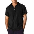 thumbnail image 1 of Men Summer Casual Cotton Linen T-shirt Solid Tops M-3XL, 1 of 3