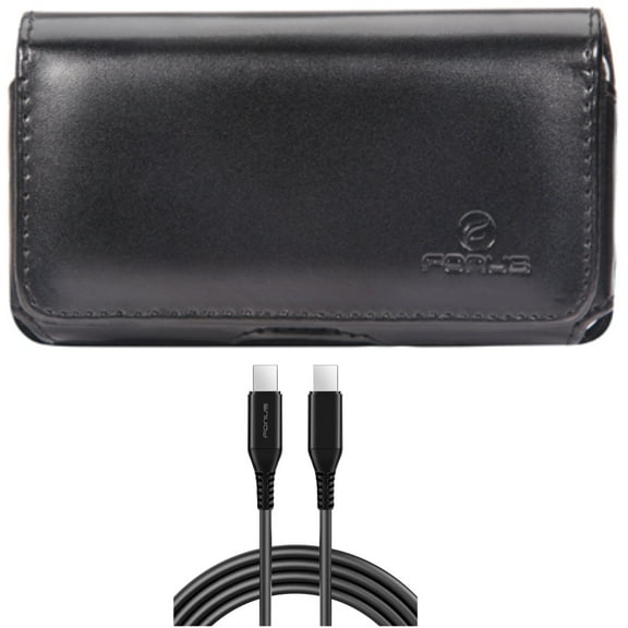 10ft Long USB-C Cable w Case Belt Clip for Samsung Galaxy S20 - PD Fast Charger Cord Power Wire [Type-C to Type-C] Sync, Leather Swivel Holster Loops Cover A9B fits Samsung Galaxy S20