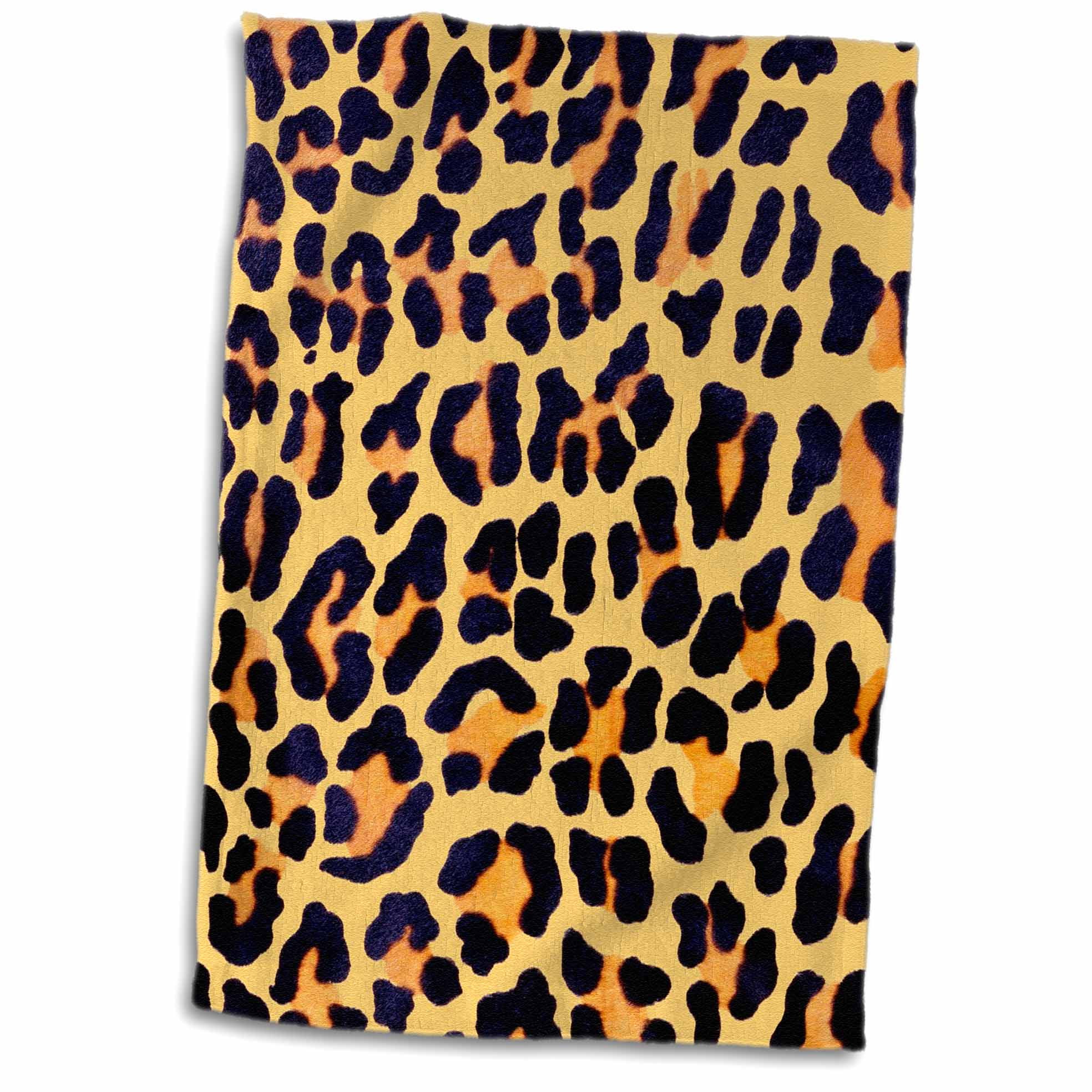3dRose Gold and Black Chic Leopard Print Towel, 15 by 22inch