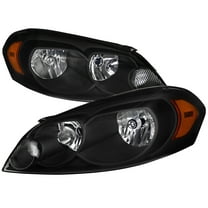 Factory Style Crystal Headlights w/ Amber Reflectors (Black Housing/Clear Lens) Made for and Compatible with 2006-2013 Chevrolet Impala / 2014-2016 Impala Limited / 2006-2007 Monte Carlo