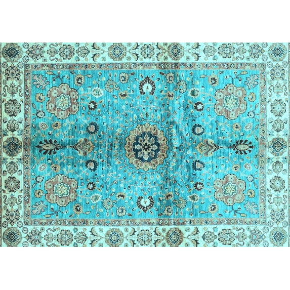 Ahgly Company Indoor Rectangle Oriental Light Blue Traditional Area Rugs, 5' x 7'
