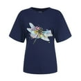 thumbnail image 5 of Hauts d'Été pour Femmes, Blouses Décontractées Élégantes 2024, T-Shirts Mode Décontractée Imprimé Col Rond Manches Courtes T-Shirt Bleu, 5 of 5