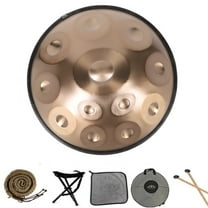 Latourreg 440HZ 12Tones Golden Handpan Drum 22inch D Minor Steel Tongue Drum with Soft Bag