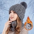 thumbnail image 2 of Adult Warm Hat Bib Two Piece Set Knitted Woolen Ear Protector for Outdoor Riding Winter Accessories, 2 of 4