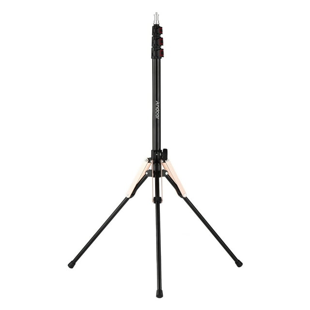 Andoer 190cm/74.8 Inch Portable Aluminum Alloy Photography Light Stand Reverse Folding Leg Stand 3-Section Flip Locks Design with 1/4 Inch Screw Thread for Ring Light Softbox Flash Light Ref