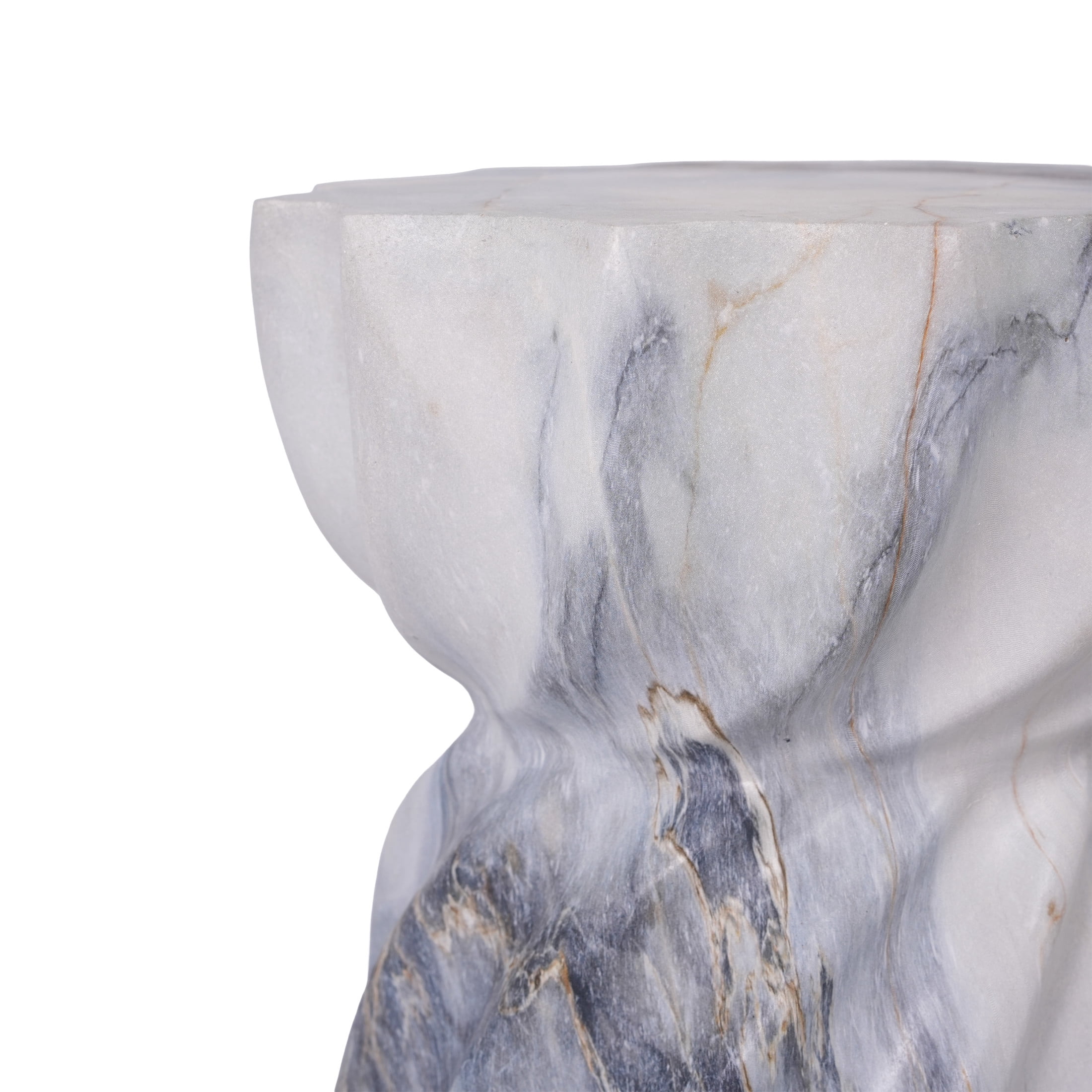 Christopher Knight Home 19" Indoor Outdoor Lightweight Concrete Hourglass Accent Side Table, Blue Marble