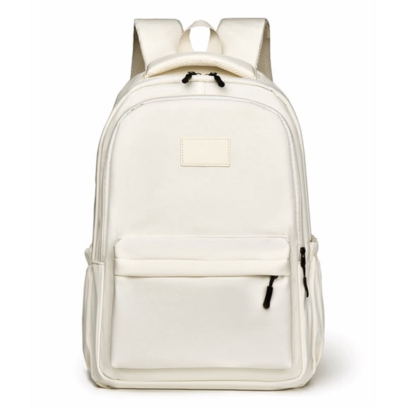 Light Pink Backpack for Women Men, Polyester School Bag with Laptop Compartment, Multi-Pocket Daily Carry Rucksack for College Commute Travel