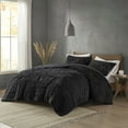 thumbnail image 2 of Madison Park Blair 3-peice All-Season Ruched Faux Fur Down Alternative Full/Queen Comforter Set - Black, 2 of 11