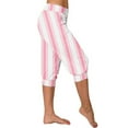 thumbnail image 2 of XuJwPNcy Womens Capri Pants Casual Summer Stripe Print Elastic Waist Capris Soft Active Stretch Cinch Bottom Pants, 2 of 6