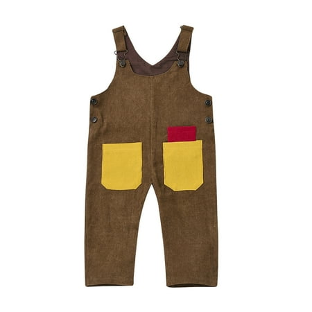 

Dadaria Baby Bibs for Girls 1-6T Kids Baby Boy Girl Overalls Straps Suspender Pants Corduroy Bib Pocket Trousers Brown 120 Boys Girls