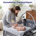 thumbnail image 2 of SACVON Portable Baby Playard with Bassinet & Changing Station | Bedside Crib | Removable Storage Organizer | Gray, 2 of 7