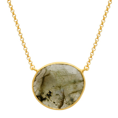 Piara 14 ct Natural Laboradorite Necklace in 18kt Gold-Plated Sterling Silver