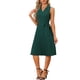 thumbnail image 4 of Vestido plisado INSPIRE CHIC sin mangas con escote en V y cinturón en la cintura, vestido midi A-line S verde oscuro, 4 of 5