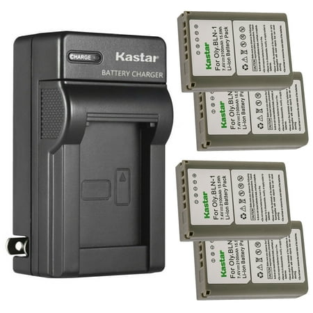 Image of Kastar 4-Pack Battery and AC Wall Charger Replacement for Olympus BLN-1 BLN1 Battery BCN-1 BCN1 Charger Olympus M-D E-M1 OM-D E-M5 OM-D E-M5 Mark II OM-D E-M5 Mark III PEN E-P5 PEN-F Cameras