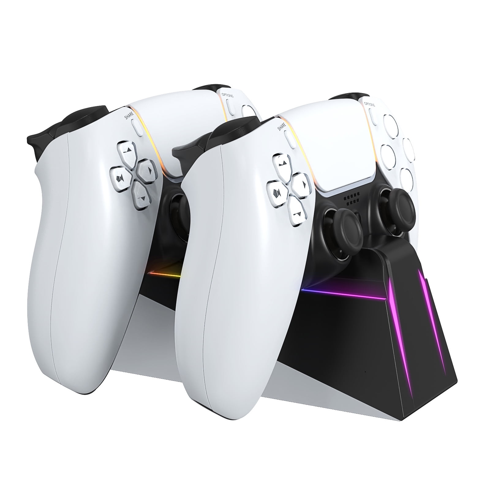 PS5 Controller Charger Station with RGB Lighting, DualSense & Edge Compatible Fast Charging Dock, Docking Stand for PlayStation 5 Wireless Controllers, PS5 Accessories