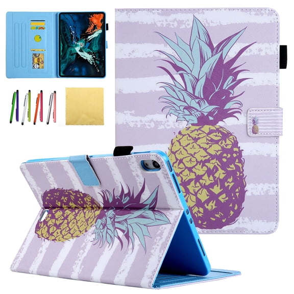New iPad Pro 11" 2018 Case - Allytech Premium PU Leather Stand Smart Case with Auto Wake/Sleep Function & Card Slots for Apple iPad Pro 11 inch 2018 Model Tablet, Golden Pineapple