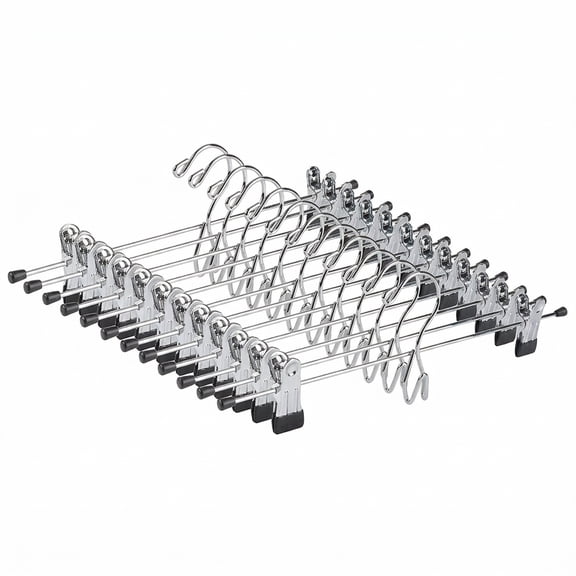 26 Pack Heavy Duty Metal Pants Skirt Hangers with Adjustable Clips, Space Saving Stackable Design