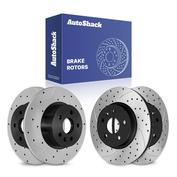 AutoShack Front & Rear Drilled & Slotted Brake Rotors | Replacement for 2011-2015 Chevrolet Cruze 2013-2016 Sonic 2016 Cruze Limited 1.4L 1.8L FWD | E-Coated | 4-PC Set | ShadowGuard