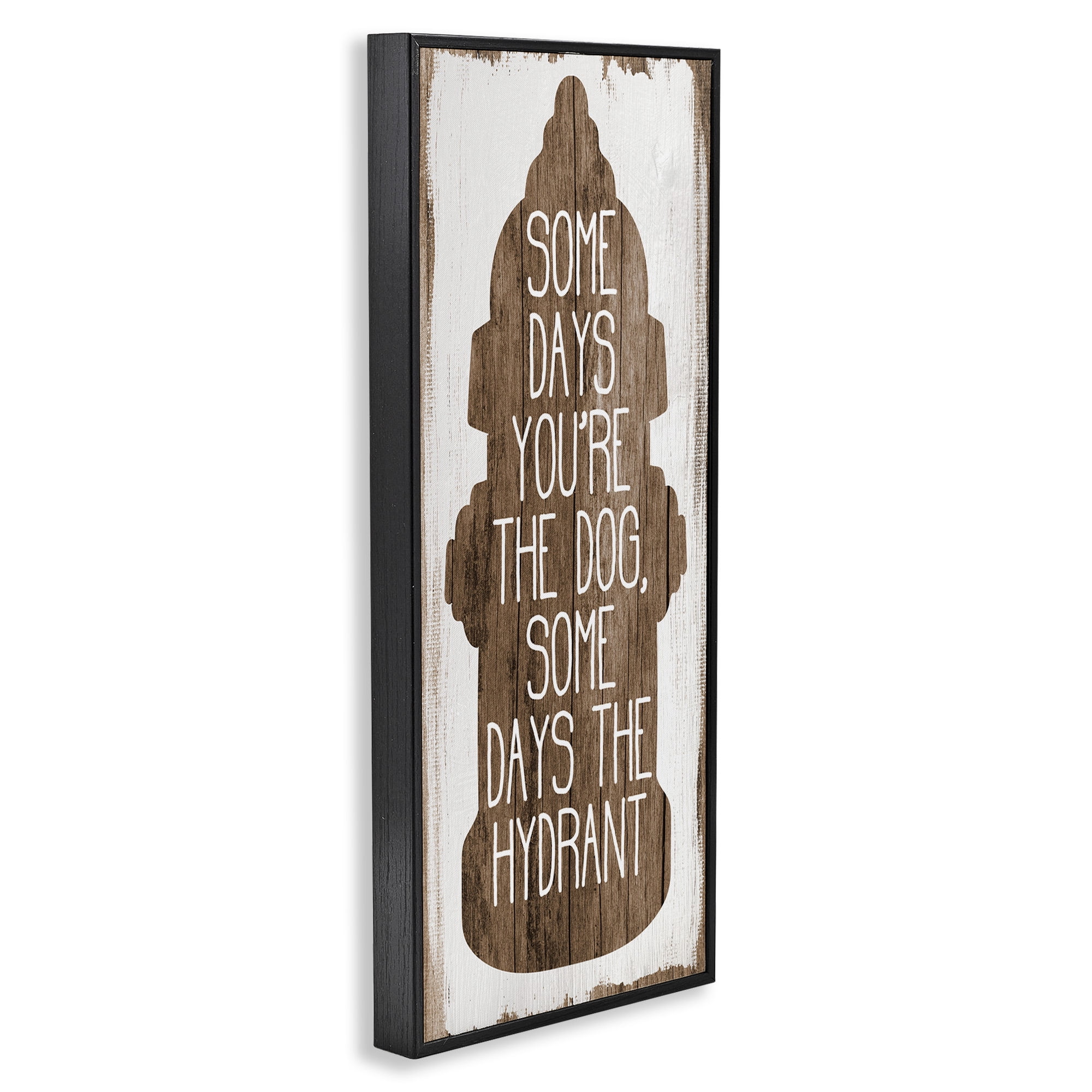 Stupell Industries Dog or Hydrant Funny Pet Metaphor Typography Painting Black Framed Art Print Wall Art, 13 x 30