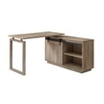 thumbnail image 5 of CoSoTower Desk L-Shaped Workstation Home Office Attached Storage Credenza Sliding Barn Door Finished on The Back Reversible Hazelnut, 5 of 8