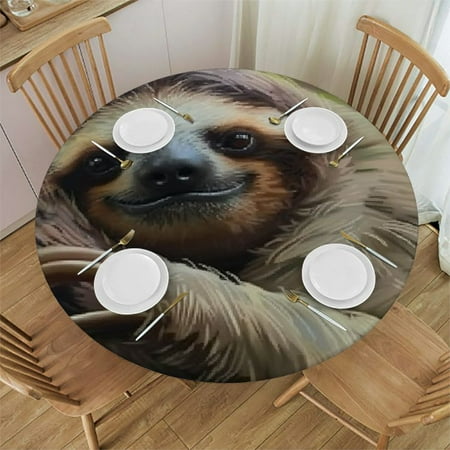 

Ullo0ord A Sloth on a Tree Branch Tablecloth Round Fitted Table Cloth with Elastic Edge Waterproof Oil-Proof Table Cover for Tables Picnic Tablecloths for Party Dining Camping Outdoor Medium 31 -35