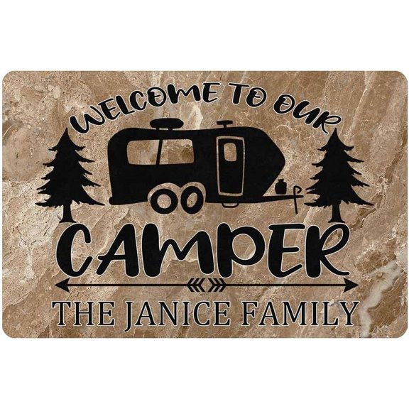 30*17inches Doormat Welcome to Our Camper Indoor Decoration Floor Mat Rug Non-Slip Entrance Indoor Bathmat Kitchen Home Rugs Rubber
