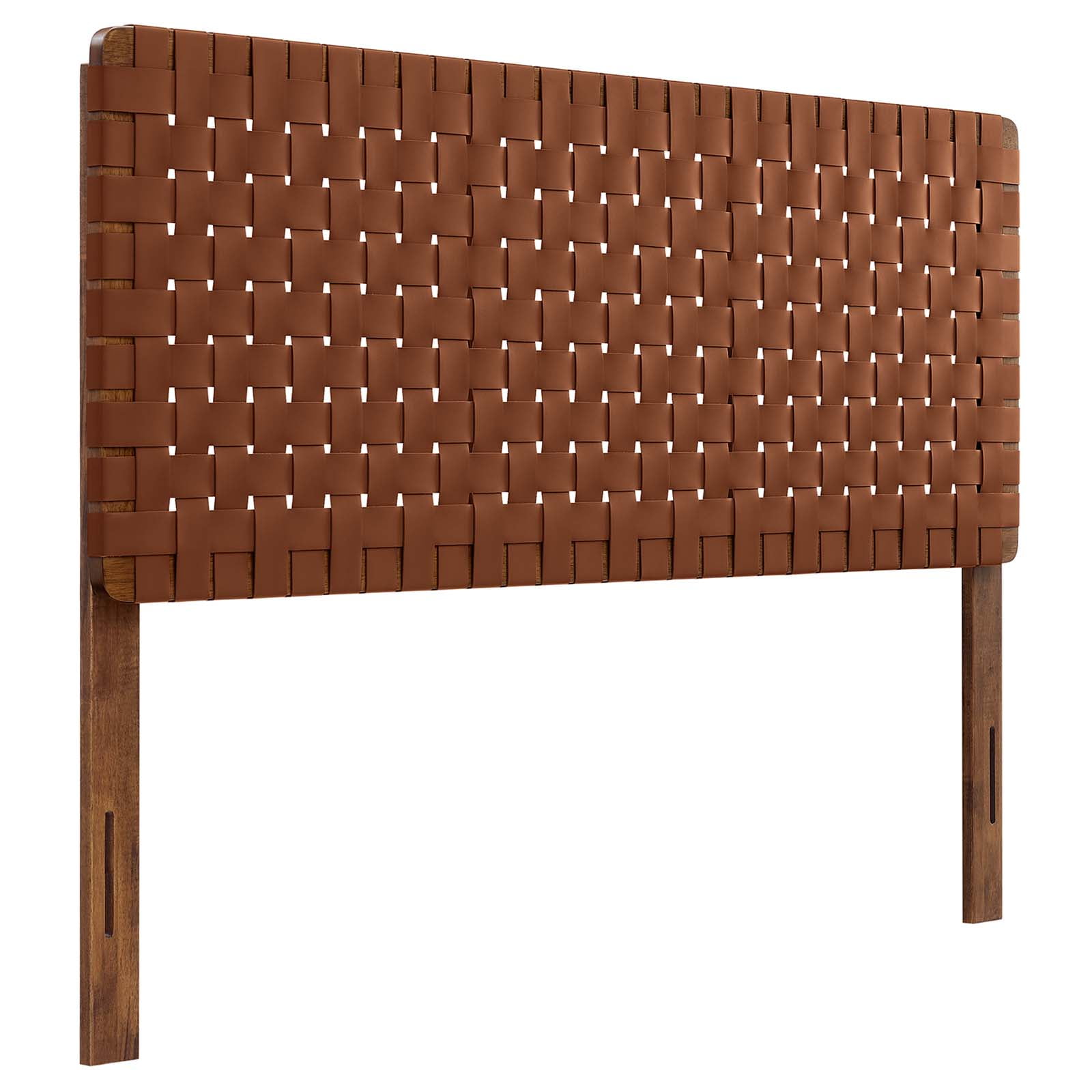 Sparta Weave Vegan Leather Queen Headboard in Walnut Brown