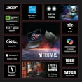 thumbnail image 2 of Acer Nitro V 15.6” FHD IPS 165Hz Gaming Laptop, Intel Core i5-13420H, NVIDIA GeForce RTX 5050 with 8GB GDDR7 VRAM, 16GB RAM, 512GB PCIe Gen 4 SSD, Obsidian Black, 2 of 12