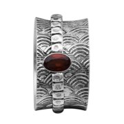 Spinner Ring 5X3MM Oval Garnet 925 Silver Meditation Men Women Band