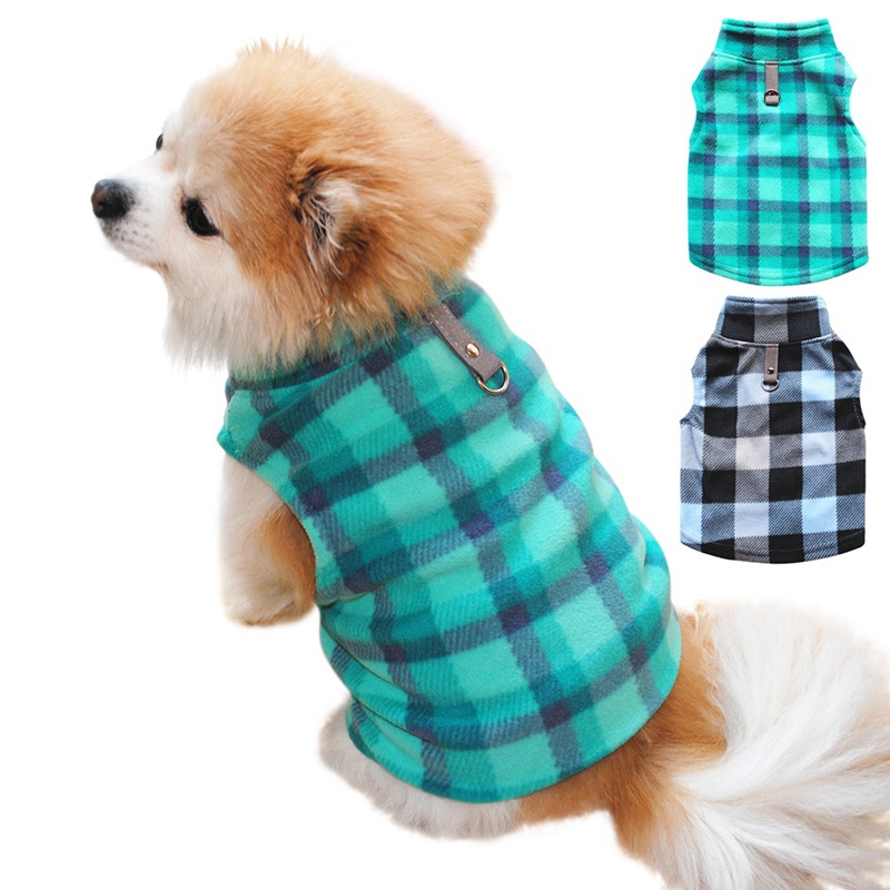 Pet Dog Fleece Plaid Vest, Autumn Winter Pet Jacket Dog Coat Cold