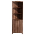 thumbnail image 2 of Ktaxon Corner Bathroom Cabinet with Fluted Double - doors, 5 - Tier Freestanding Storage, Walnut, 2 of 9