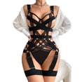 thumbnail image 5 of Conjunto de lencería sexy hueca divertida con diseño compuesto de niña con sombrero europeo y americano, 5 of 5