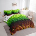 thumbnail image 3 of Manfei Green Pixelate Miner Bedding Comforter Set 7pcs, Cartoon Block Patchwork Queen Bedding Sets, Teens Kids Girls Boys Reversible Queen Sheet Sets, Luxury Bedroom Decor, 3 of 7
