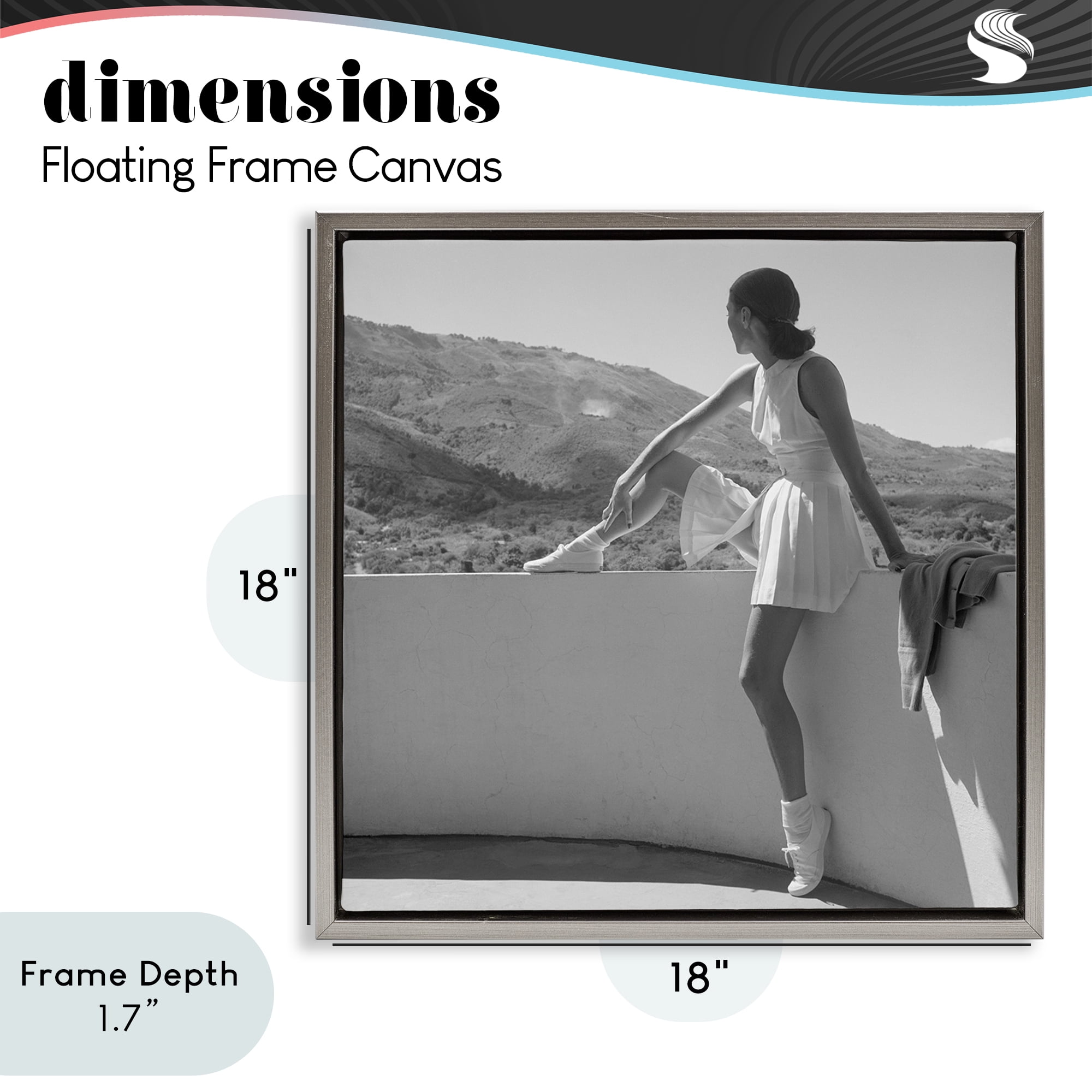 Stupell Industries Woman In Tennis Outfit Gray Framed Floater Canvas Wall Art, design by Toni Frissell
