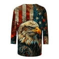 thumbnail image 3 of Patlollav 3/4 Length Sleeve Womens Tops 2025 Summer Round Neck Shirts Three Quarter Sleeve Tshirts Independence Day, 3 of 6
