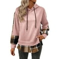 thumbnail image 2 of Uootdi Hoodies for Women Long Sleeve Plaid Color Block Hooded Sweatshirts Casual Pullover Loose Fit Tunic Winter Tops Gift Shirt s, 2 of 7
