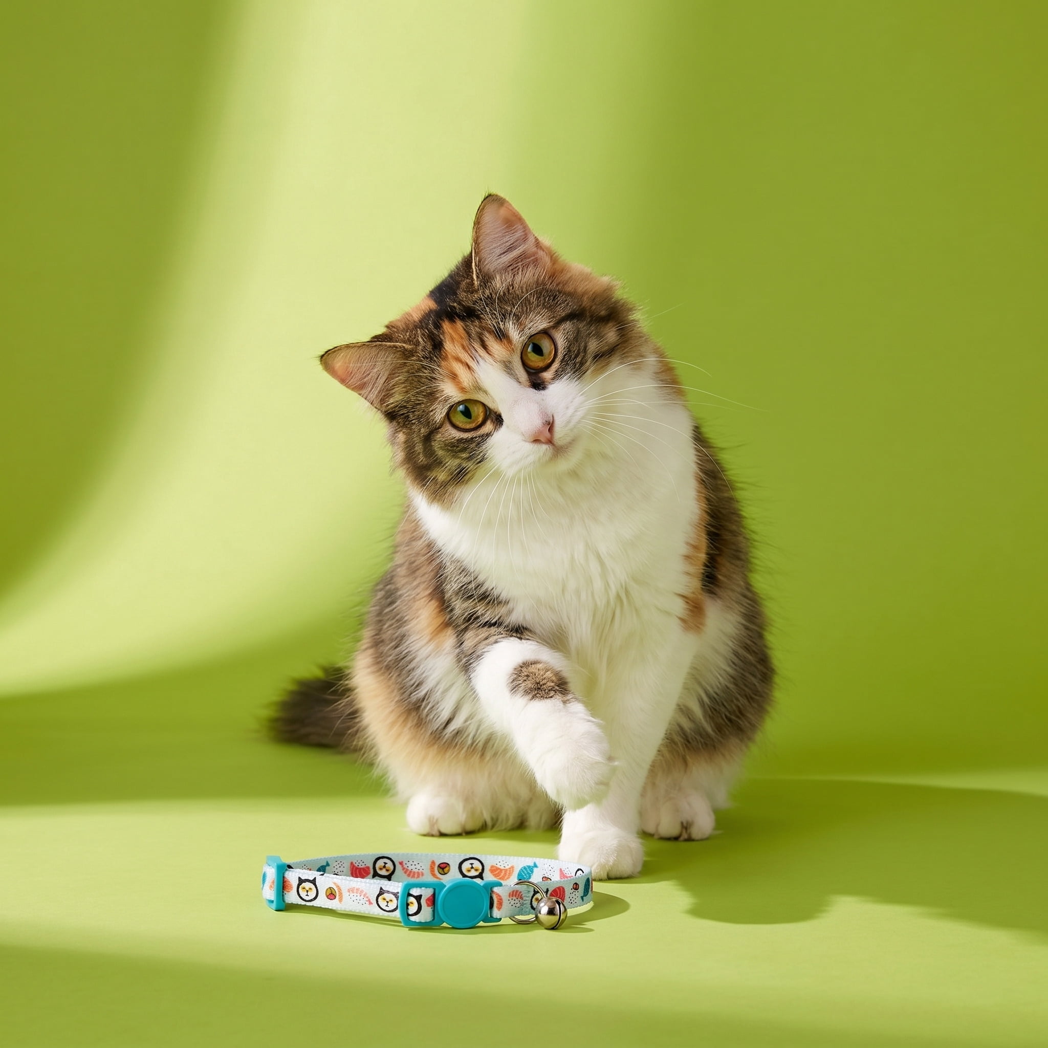 (3 pack) Vibrant Life Break-Away Adjustable Cat Collar, Multicolor Sushi, One Size