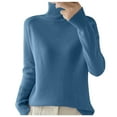 thumbnail image 2 of Pullover Sweaters for Women 2025 Long Sleeve Turtleneck Loose Plain Knitted Sweater Jumper Tops Fall Winter Outfits, 2 of 5