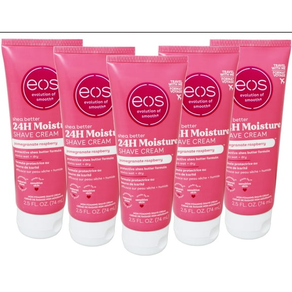 5 Pack eos Shave Cream Pomegranate Raspberry, 2.5 oz each