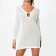 thumbnail image 2 of Vestido de playa de manga larga con detalle de anillos para mujer - Diseño con lazo en la espalda - Prenda sexy para el verano - Tejido transpirable, 2 of 4