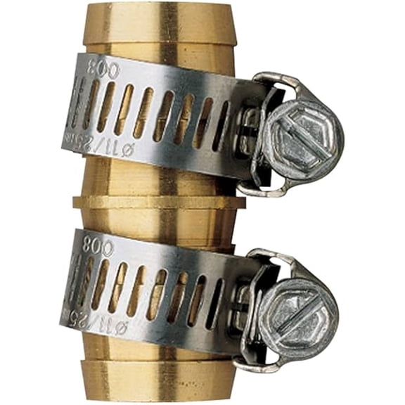 Orbit Brass Hose Mender Shank Repair Fitting Barbed Clamps Heavy Duty 3/4 In.